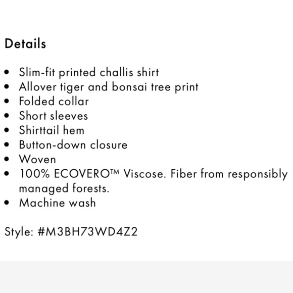 Men’s Guess Tiger Eco Bonsai Button Front Short Sleeve Button Down Shirt Small - Picture 5 of 11